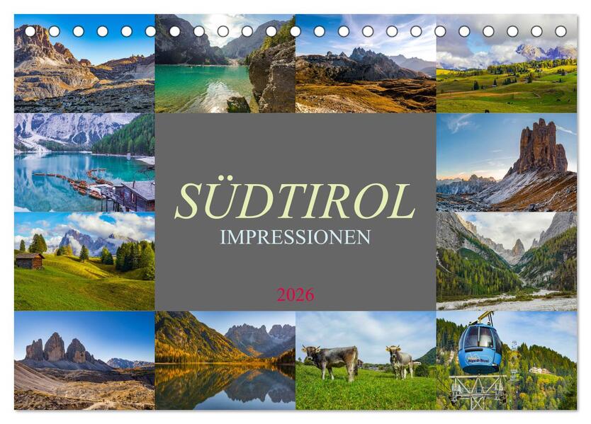 Südtirol Impressionen (Tischkalender 2026 DIN A5 quer) CALVENDO Monatskalender