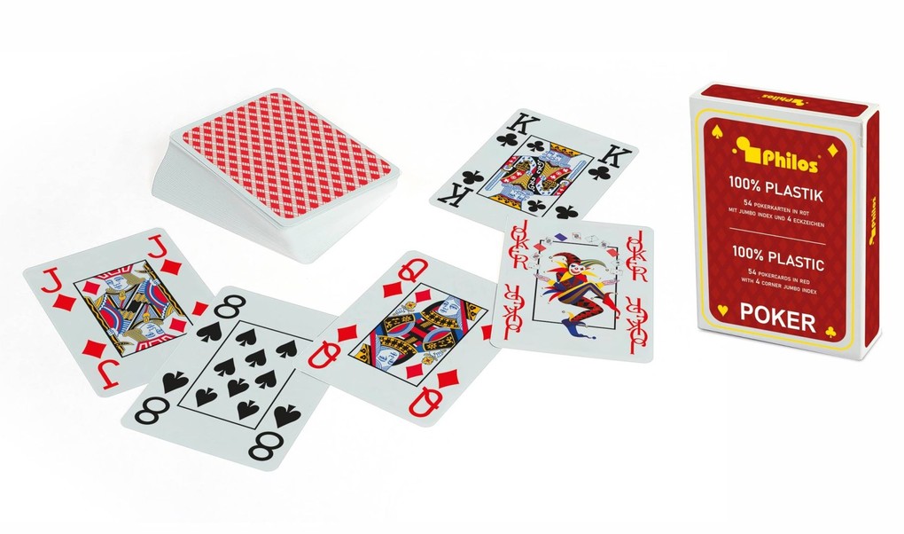 Philos 6723 - Pokerkarten rot Plastik