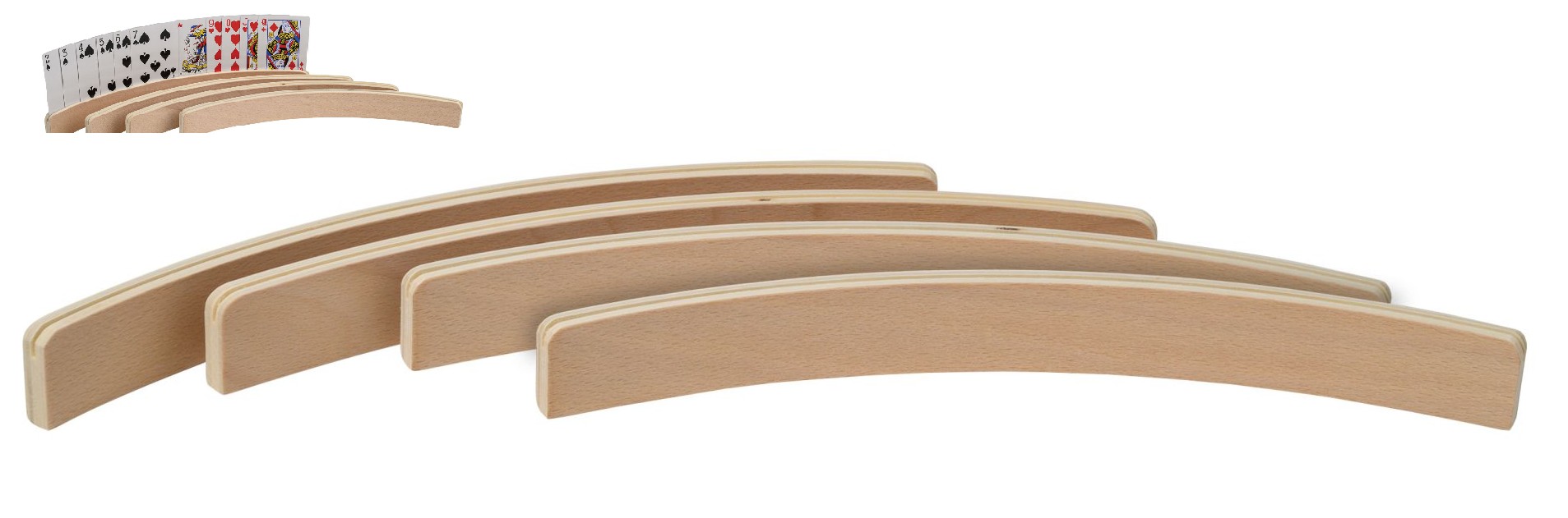 Philos 6698 - Spielkartenhalter aus Holz 35 cm 4er Set ohne Spielkarten Holz FSC 100%