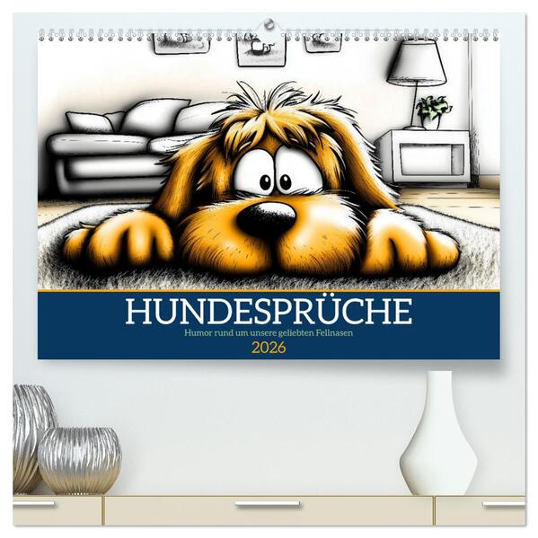 Hundesprüche (hochwertiger Premium Wandkalender 2026 DIN A2 quer) Kunstdruck in Hochglanz