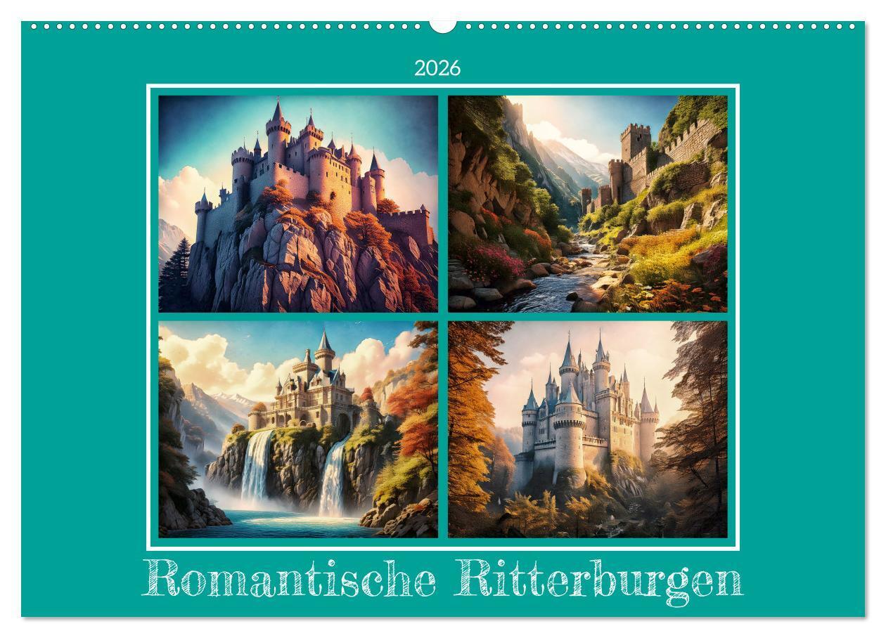 Romantische Ritterburgen (Wandkalender 2026 DIN A2 quer) CALVENDO Monatskalender