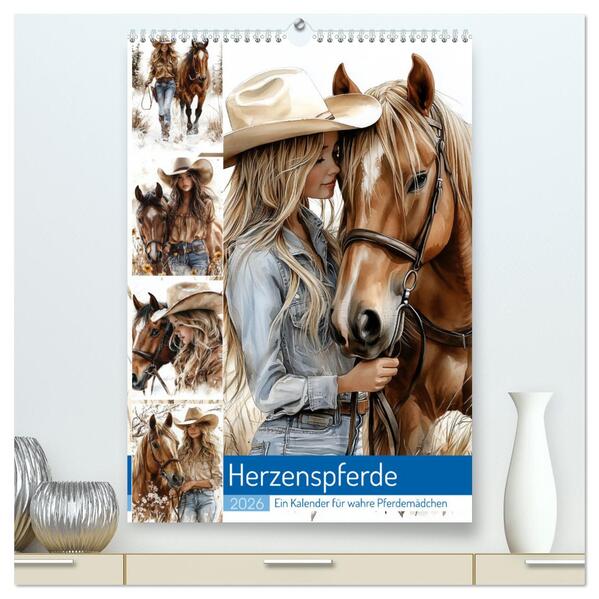 Herzenspferde (hochwertiger Premium Wandkalender 2026 DIN A2 hoch) Kunstdruck in Hochglanz