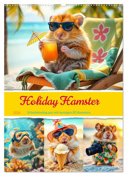 Holiday Hamster - Urlaubsfeeling pur mit sonnigen KI Hamstern (Wandkalender 2026 DIN A2 hoch) CALVENDO Monatskalender