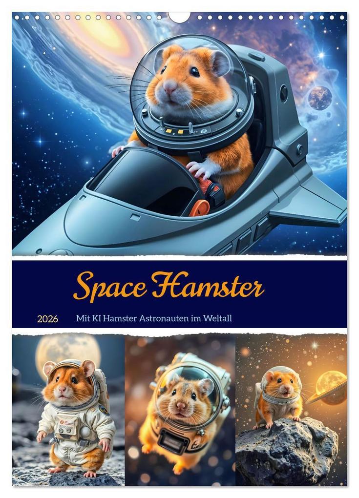Space Hamster - Mit KI Hamster Astronauten im Weltall (Wandkalender 2026 DIN A3 hoch) CALVENDO Monatskalender