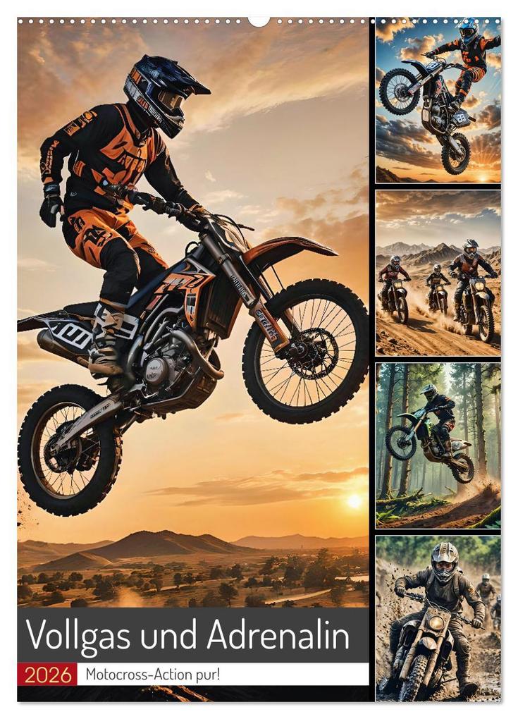 Vollgas und Adrenalin - Motocross-Action pur! (Wandkalender 2026 DIN A2 hoch) CALVENDO Monatskalender