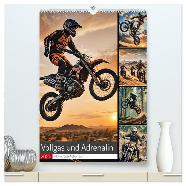 Vollgas und Adrenalin - Motocross-Action pur! (hochwertiger Premium Wandkalender 2026 DIN A2 hoch) Kunstdruck in Hochglanz