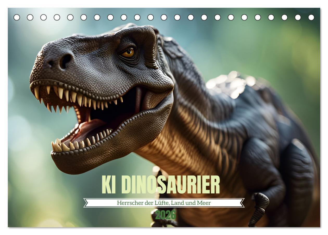 KI Dinosaurier - Herrscher der Lüfte Land und Meer (Tischkalender 2026 DIN A5 quer) CALVENDO Monatskalender