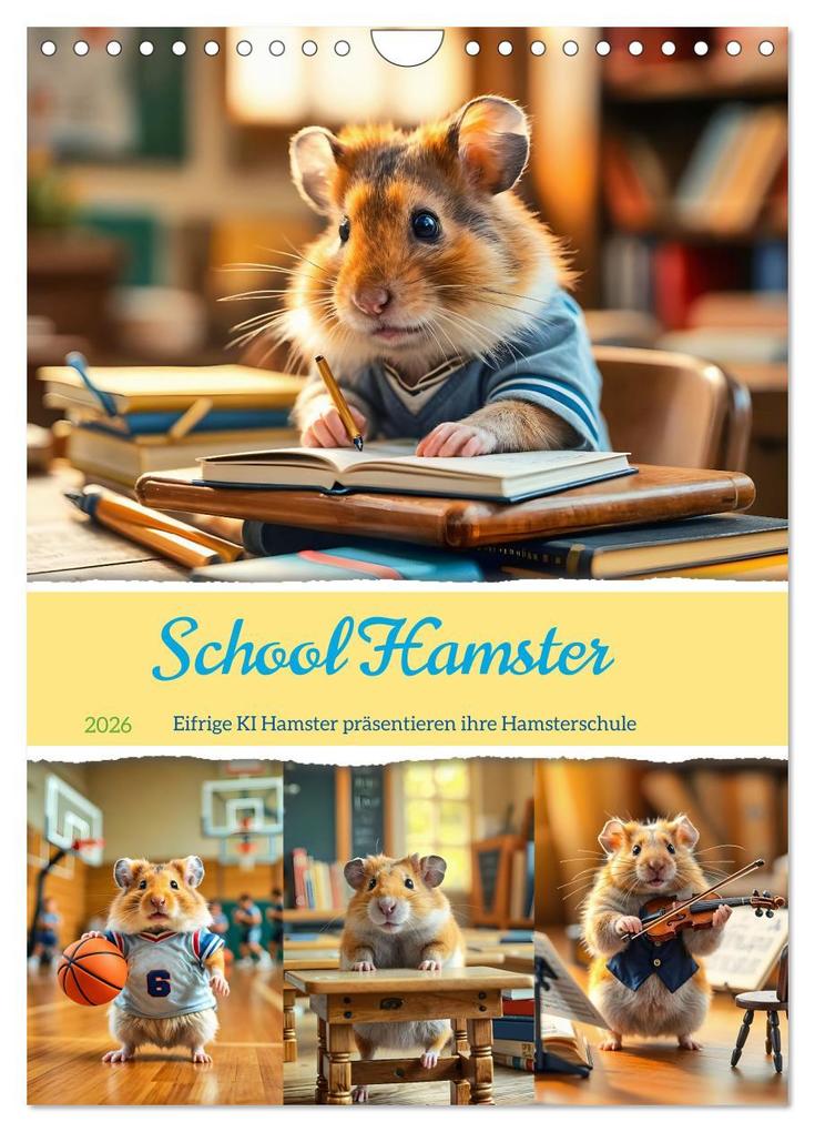 School Hamster - Eifrige KI Hamster präsentieren ihre Hamsterschule (Wandkalender 2026 DIN A4 hoch) CALVENDO Monatskalender