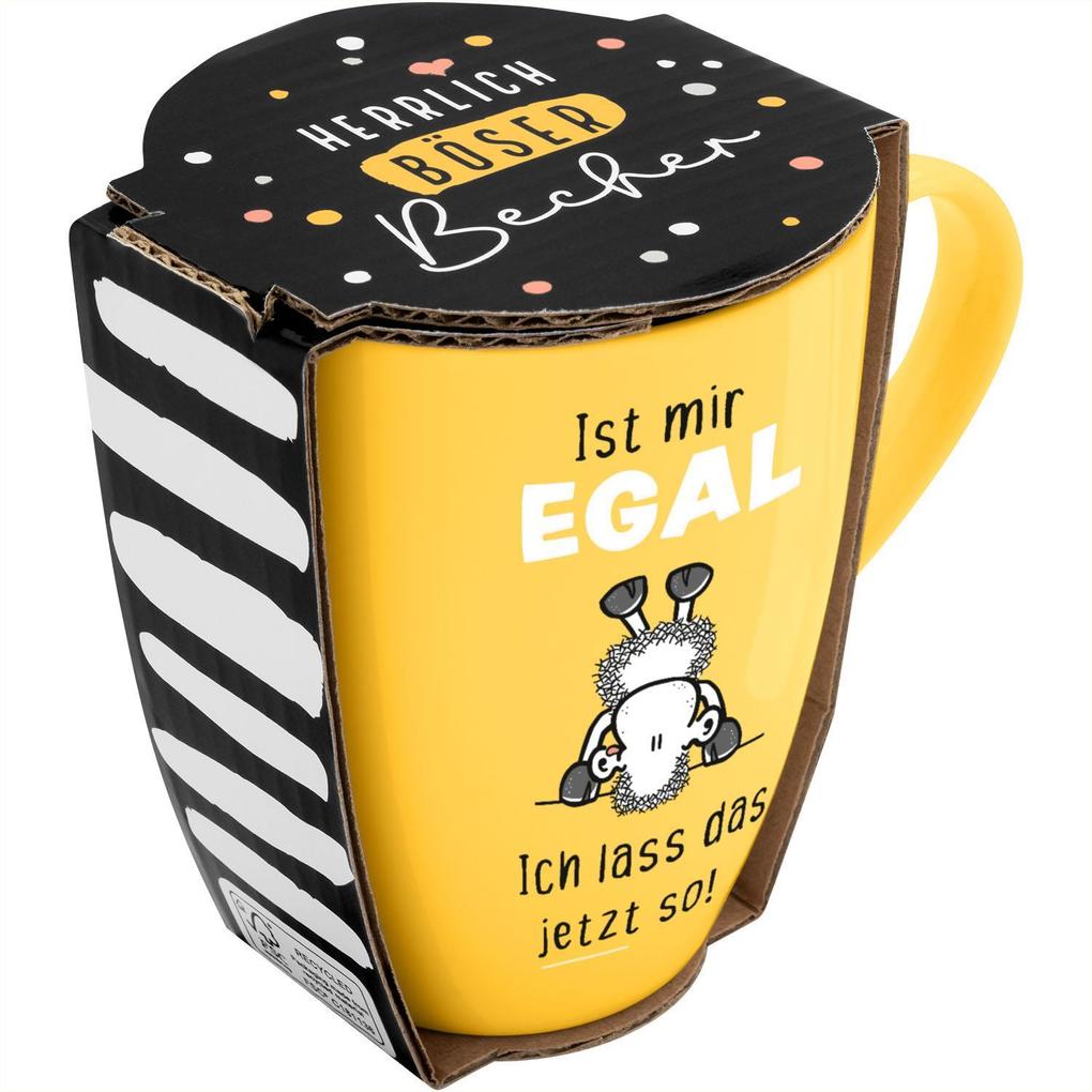 Tasse mit Motivdruck 'Ist mir egal. Ich lass das jetzt so!' mit Banderole