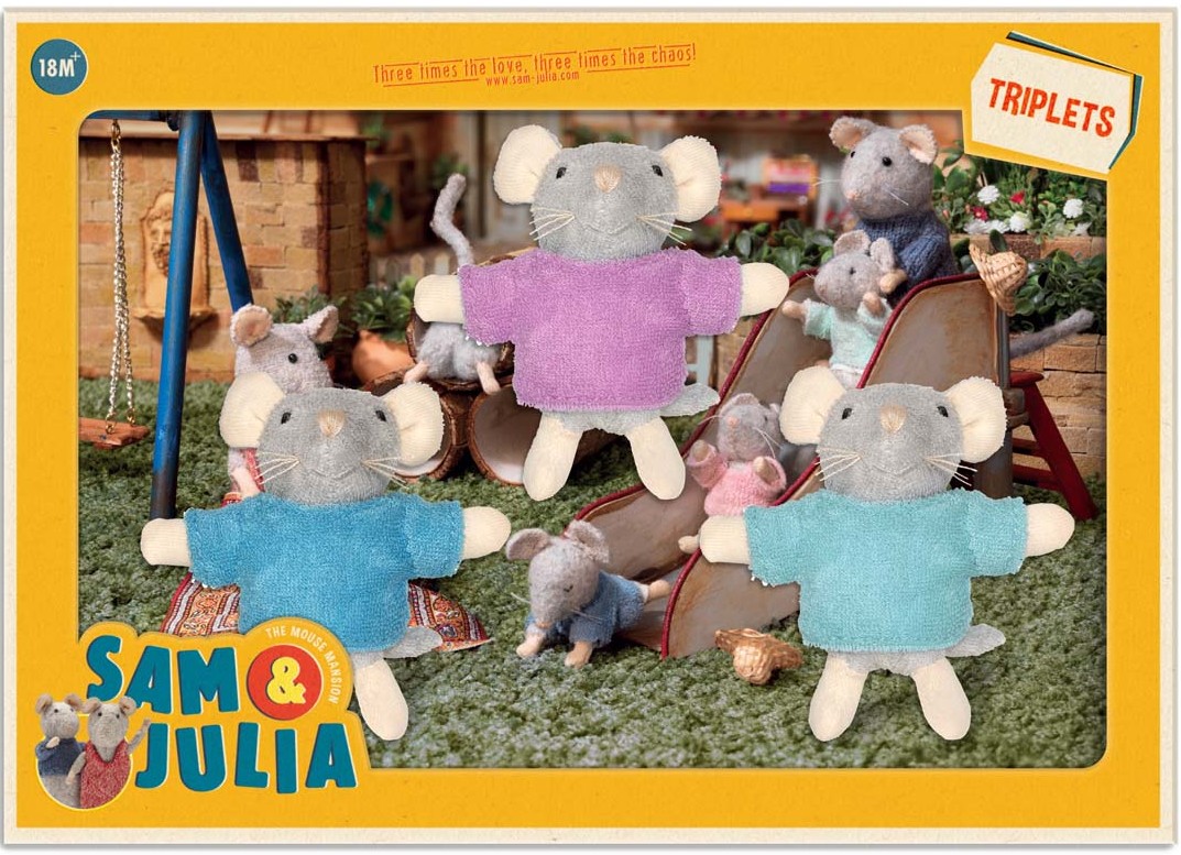 Sam und Julia 300909 - Plüsch-Maus The Triplets Drillinge 8 cm