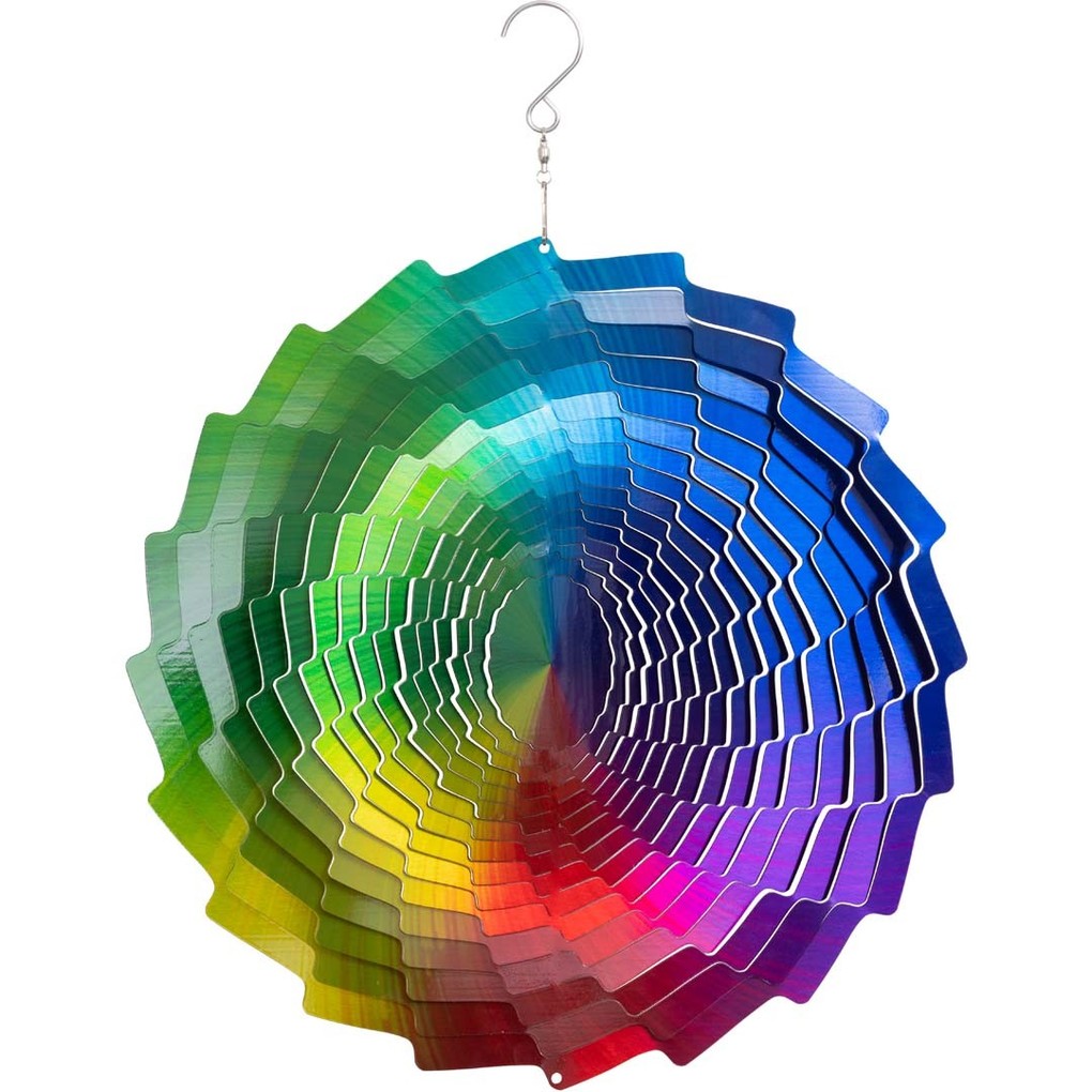Kinetic Art 110260 - Kinetic Art: Metal Hanging Wind Spinner Metall Windspiel 30x38cm 3D Rainbow Fountain