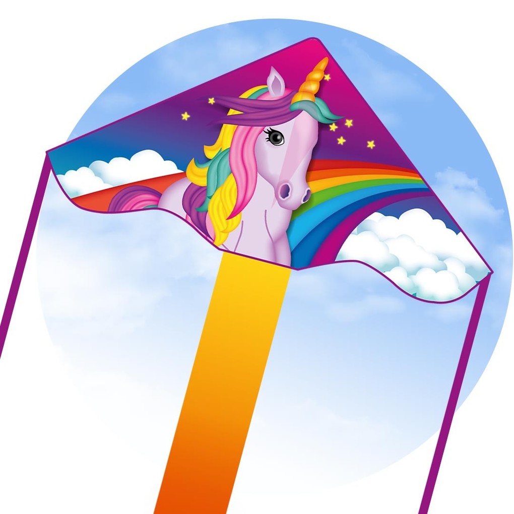 Ecoline 102139 - Ecoline: Simple Flyer Unicorn 42x85cm Drachen/Kinderdrachen