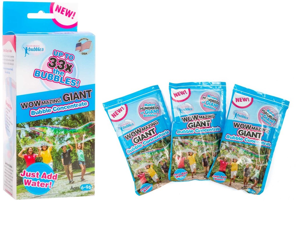 WOWMAZING 505001 - South Beach Bubbles: Riesenseifenblasen-Konzentrat 3er-Set Nachfüllpacks
