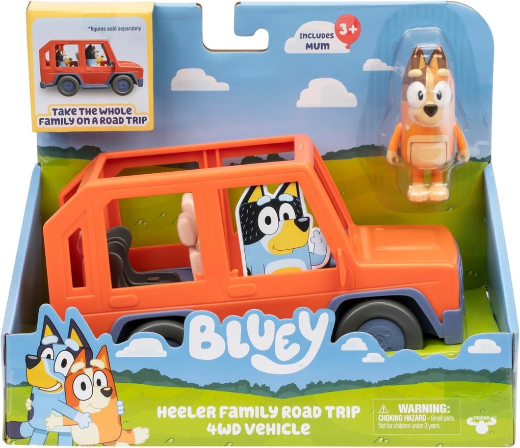 Invento Moose Toys 300176 - Bluey S11 Heeler Family Road Trip 4WD Vehicle Familienauto Mit Chilli-Figur