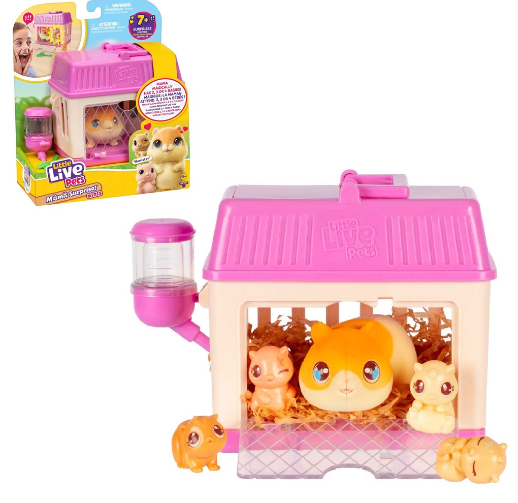 Moose Toys 300301 - Little Live Pets Mama Surprise Mini Spielset Hamster Mini-Mama mit 4 Babys und Zubehör
