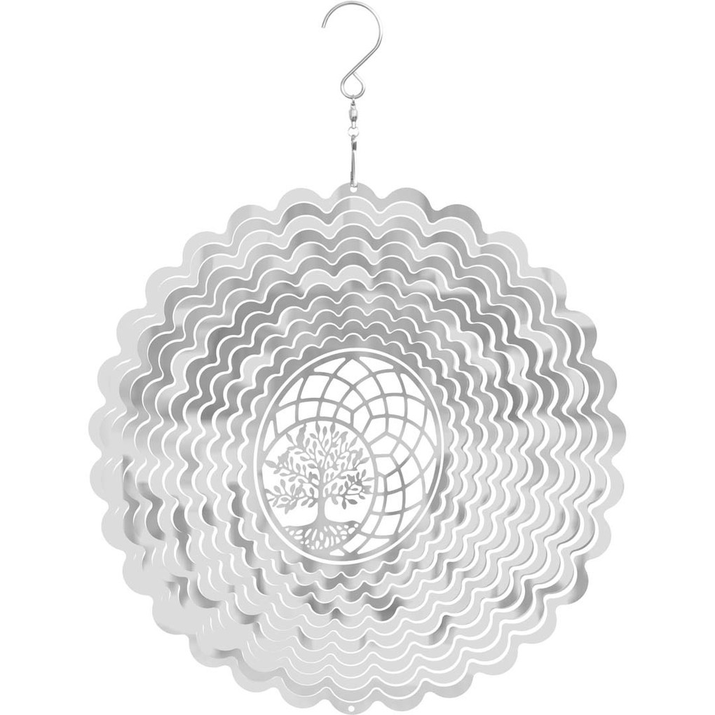 Kinetic Art 110262 - Kinetic Art: Metal Hanging Wind Spinner Metall Windspiel 25x33cm 3D Tree Of Life