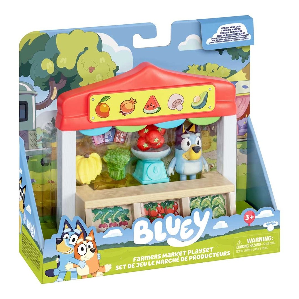 Moose Toys 300290 - BLUEY Mini-Spielset Farmers Market Marktstand mit Figur und Zubehör