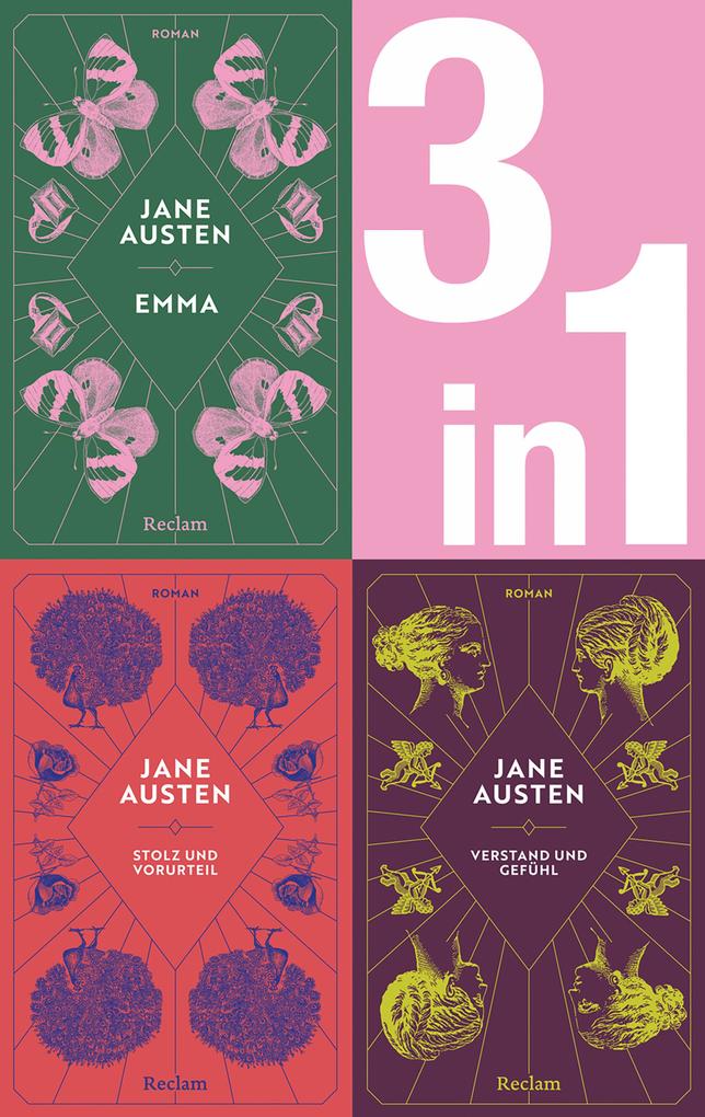 Jane Austen: Drei Romane in einem E-Book (3-in-1-Bundle). Emma Stolz und Vorurteil Verstand und Gefühl