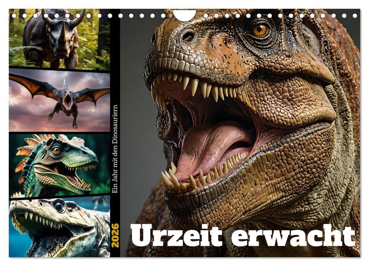 Urzeit erwacht - Ein Jahr mit den Dinosauriern (Wandkalender 2026 DIN A4 quer) CALVENDO Monatskalender