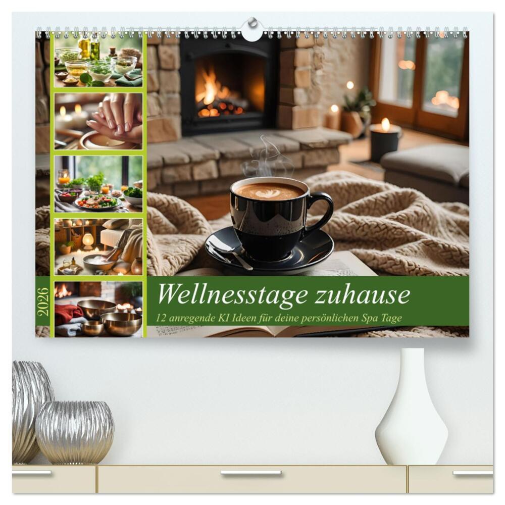 Wellnesstage zuhause - 12 anregende KI Ideen für deine persönlichen Spa Tage (hochwertiger Premium Wandkalender 2026 DIN A2 quer) Kunstdruck in Hochglanz