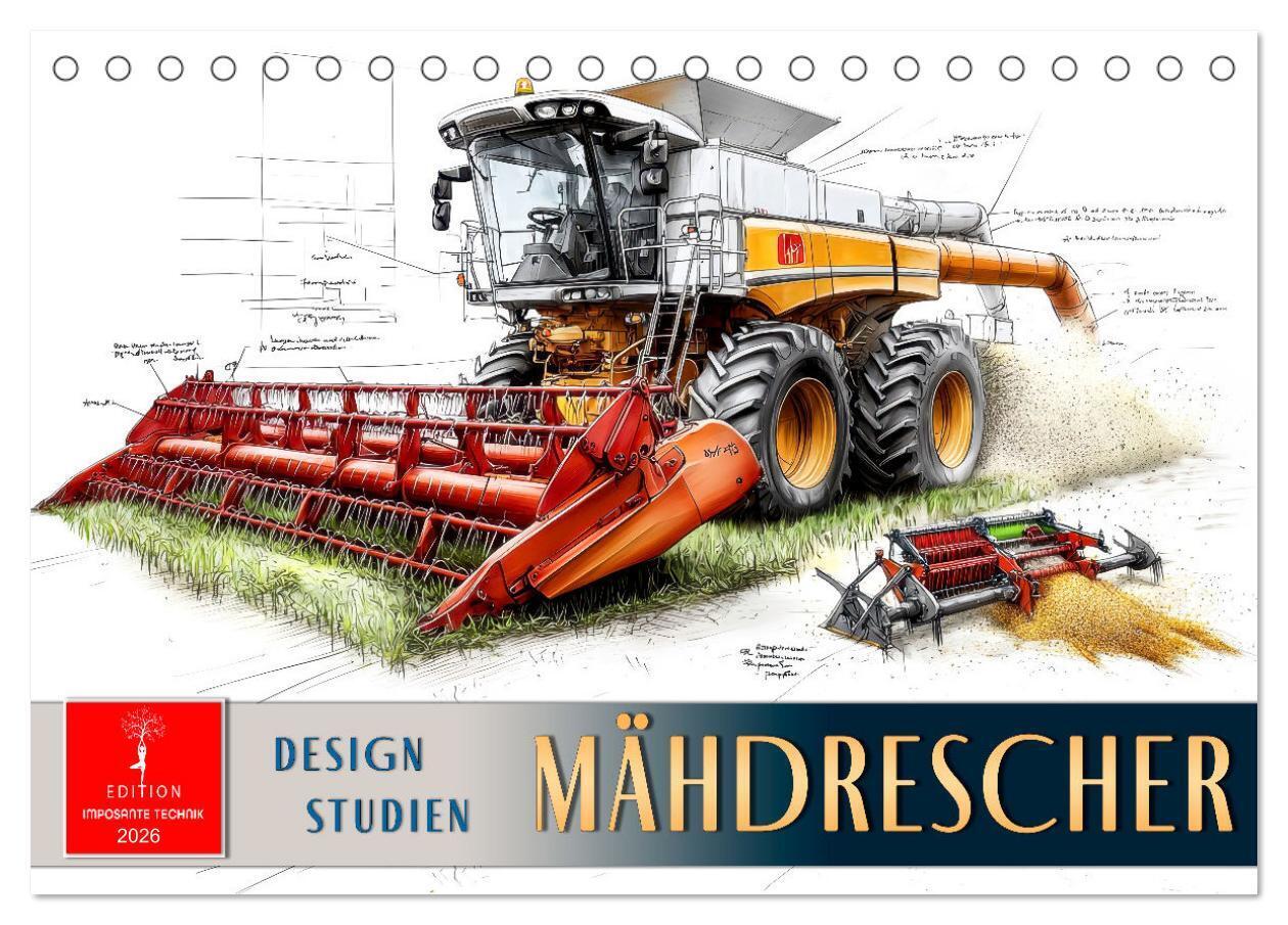 Mähdrescher - Design Studien (Tischkalender 2026 DIN A5 quer) CALVENDO Monatskalender