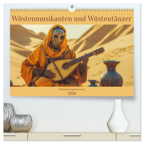 Wüstenmusikanten und Wüstentänzer - Surreale Impressionen (hochwertiger Premium Wandkalender 2026 DIN A2 quer) Kunstdruck in Hochglanz