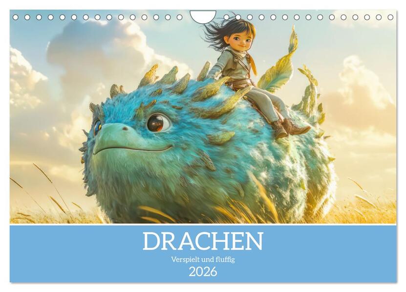 Drachen - Verspielt und fluffig (Wandkalender 2026 DIN A4 quer) CALVENDO Monatskalender