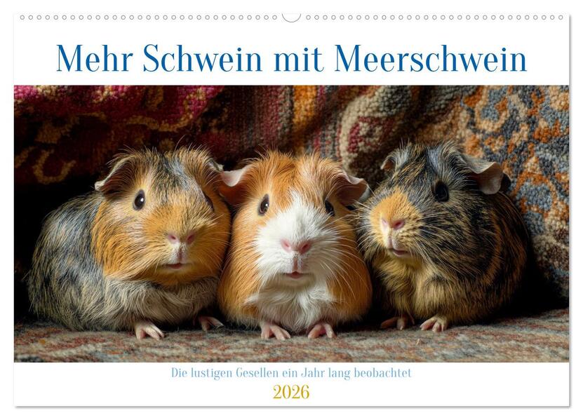 Mehr Schwein mit Meerschwein (Wandkalender 2026 DIN A2 quer) CALVENDO Monatskalender