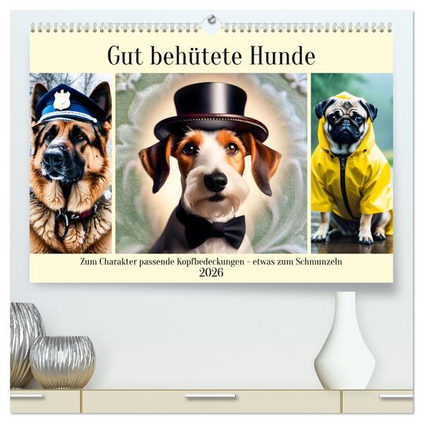 Gut behütete Hunde (hochwertiger Premium Wandkalender 2026 DIN A2 quer) Kunstdruck in Hochglanz