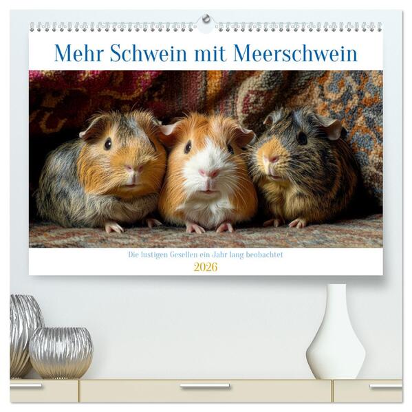 Mehr Schwein mit Meerschwein (hochwertiger Premium Wandkalender 2026 DIN A2 quer) Kunstdruck in Hochglanz
