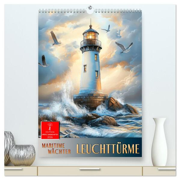 Maritime Wächter - Leuchttürme (hochwertiger Premium Wandkalender 2026 DIN A2 hoch) Kunstdruck in Hochglanz