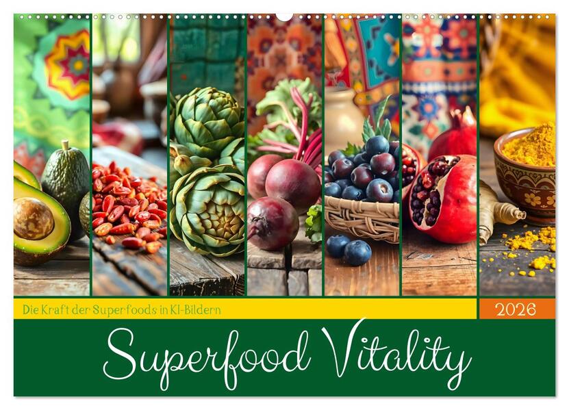 Superfood Vitality - Die Kraft der Superfoods in KI-Bildern (Wandkalender 2026 DIN A2 quer) CALVENDO Monatskalender