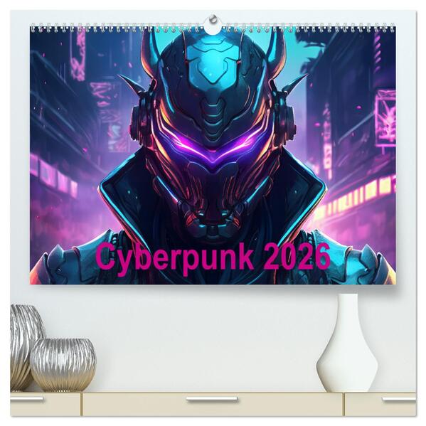 Cyberpunk (hochwertiger Premium Wandkalender 2026 DIN A2 quer) Kunstdruck in Hochglanz