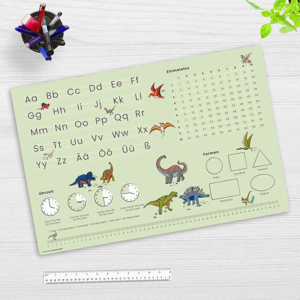 Cover-your-desk Schreibtischunterlage für Kinder LernunterlageEinschulungverschiedene Designs ABC 1x1 Uhrzeiten aus hochwertigem Vinyl 60 x 40 cm