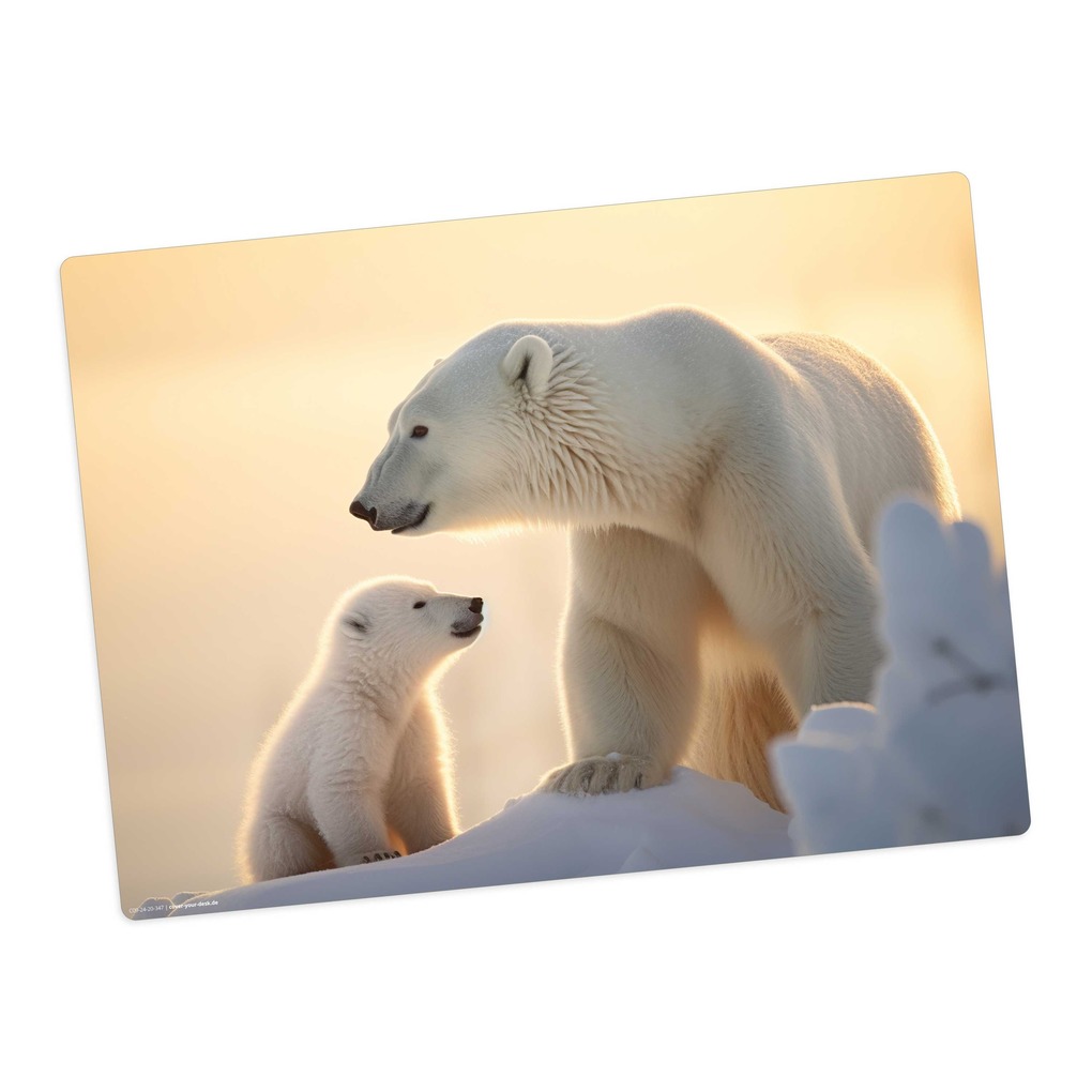 Tischsetmacher Tischset Eisbär Baby mit Mama aus hochwertigem Vinyl 44 x 32 cm