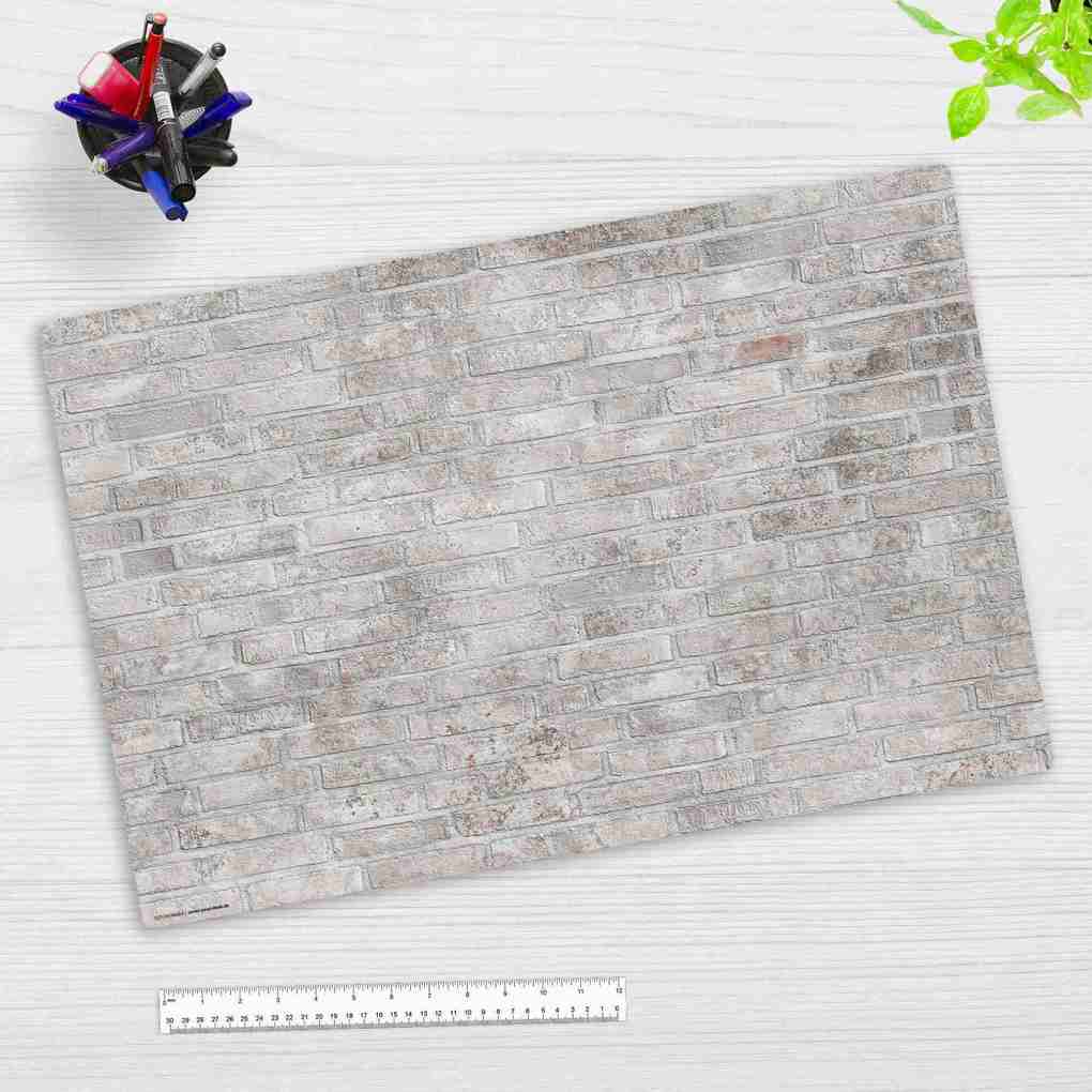 Cover-your-desk Schreibtischunterlage für Kinder und Erwachsene weiße Ziegelsteine aus hochwertigem Vinyl 60 x 40 cm