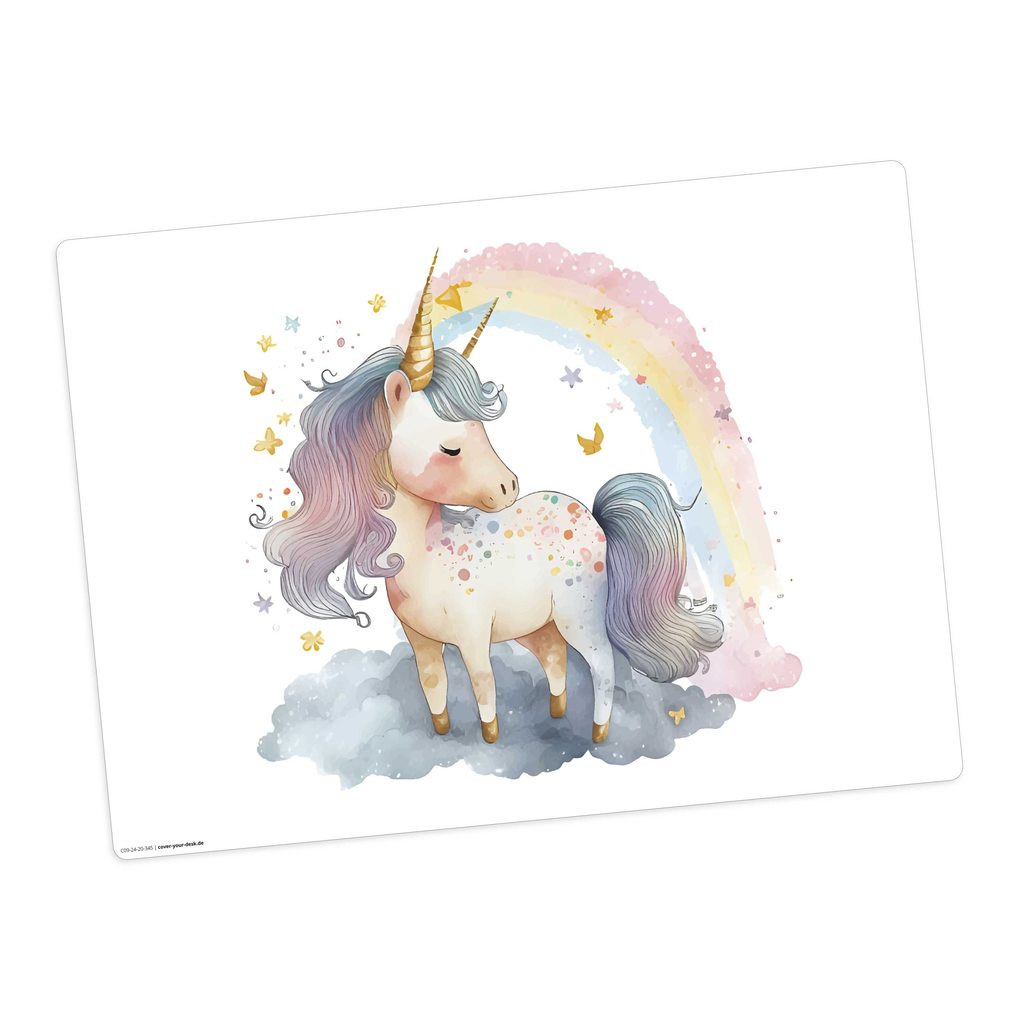 Tischsetmacher Tischset Regenbogen Einhorn Aquarell aus hochwertigem Vinyl 44 x 32 cm