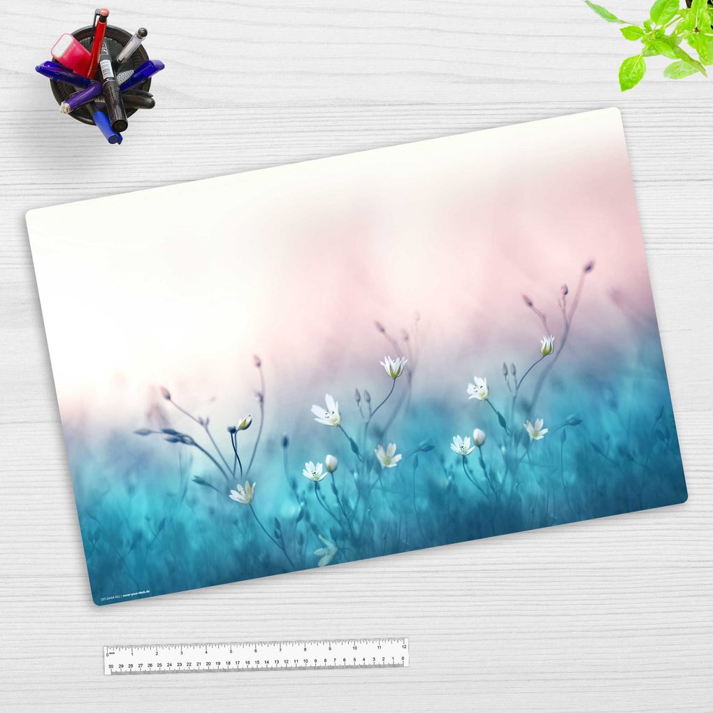 Cover-your-desk Schreibtischunterlage für Kinder und Erwachsene Wildblumen Pastellfarben aus hochwertigem Vinyl 60 x 40 cm