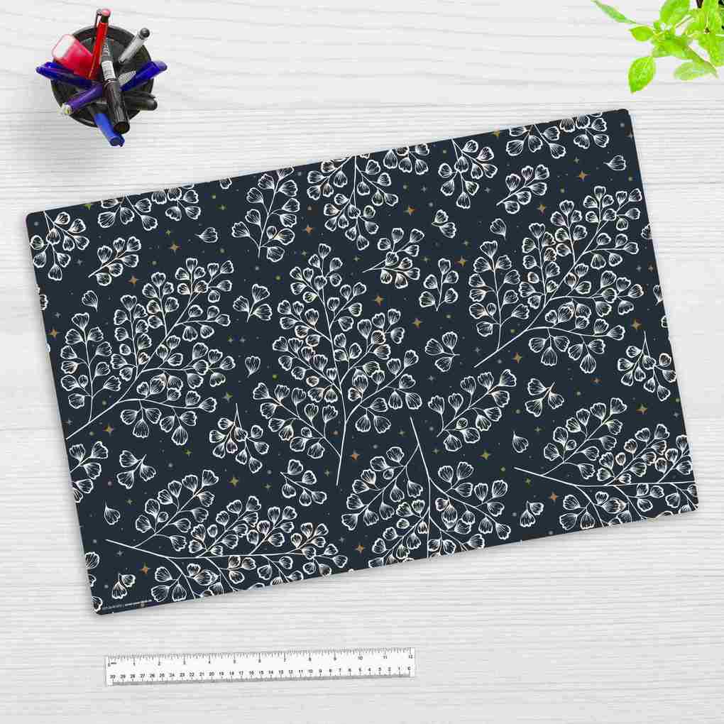 Cover-your-desk Schreibtischunterlage für Kinder und Erwachsene Dunkelblauer Ginkgo Farn aus hochwertigem Vinyl 60 x 40 cm