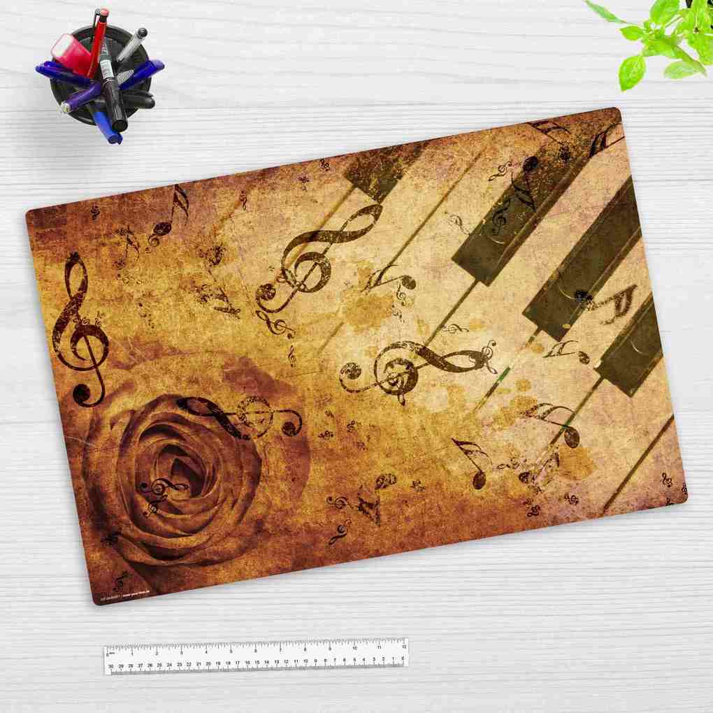 Cover-your-desk Schreibtischunterlage für Kinder und Erwachsene Romantisches Dinner mit Klaviertasten aus hochwertigem Vinyl 60 x 40 cm
