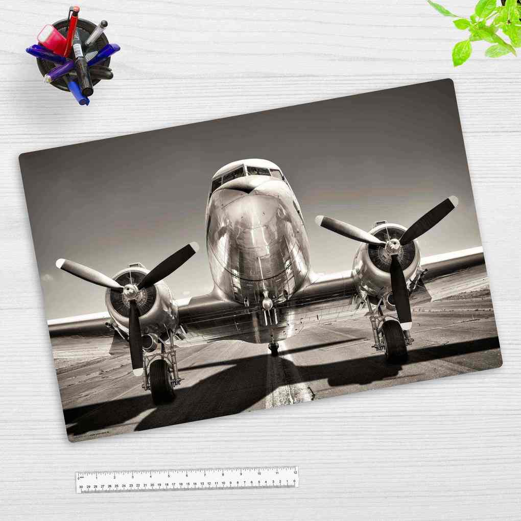 Cover-your-desk Schreibtischunterlage für Kinder und Erwachsene Flugzeug-Oldtimer Propeller aus hochwertigem Vinyl 60 x 40 cm