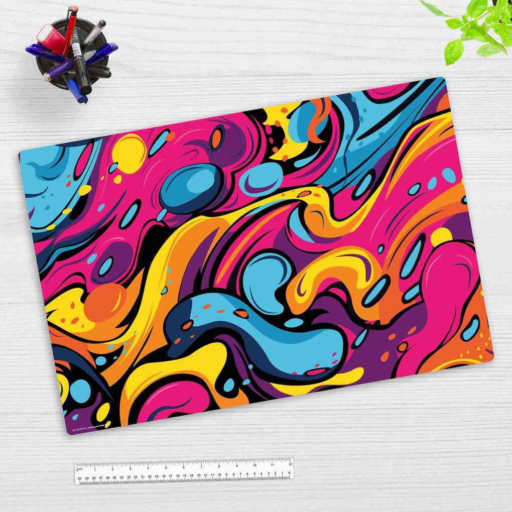 Cover-your-desk Schreibtischunterlage für Kinder und Erwachsene Buntes Graffiti aus hochwertigem Vinyl 60 x 40 cm