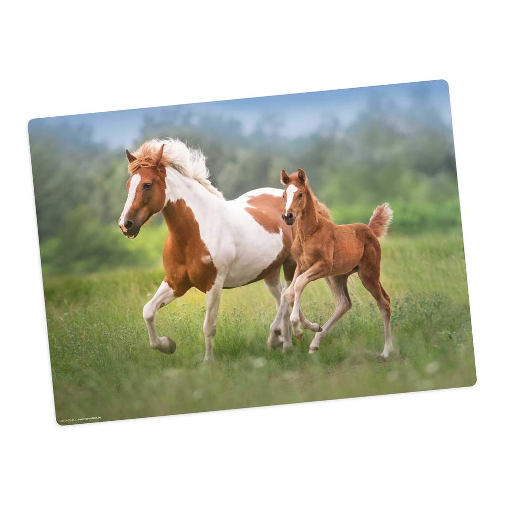Tischsetmacher Tischset Pferde Mama mit Fohlen aus hochwertigem Vinyl 44 x 32 cm