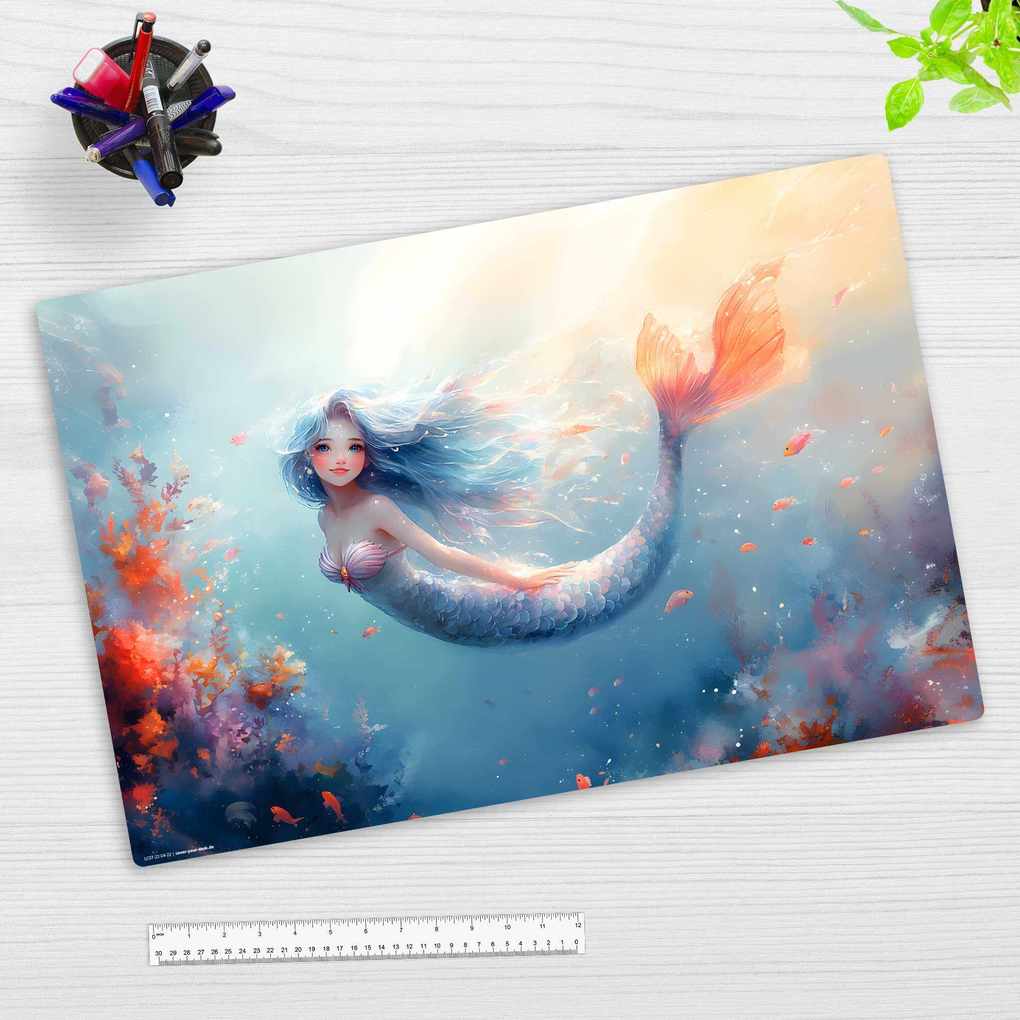 Cover-your-desk Schreibtischunterlage für Kinder Meerjungfrau Mermaid aus hochwertigem Vinyl 60 x 40 cm