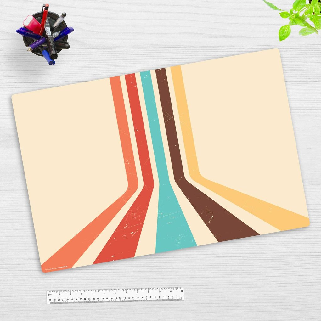 Cover-your-desk Schreibtischunterlage für Kinder und Erwachsene Retro Stripes Vintage aus hochwertigem Vinyl 60 x 40 cm