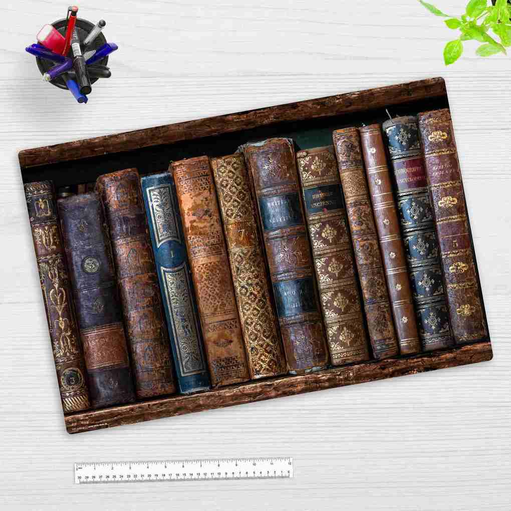 Cover-your-desk Schreibtischunterlage für Kinder und Erwachsene Antike Bücher aus hochwertigem Vinyl 60 x 40 cm