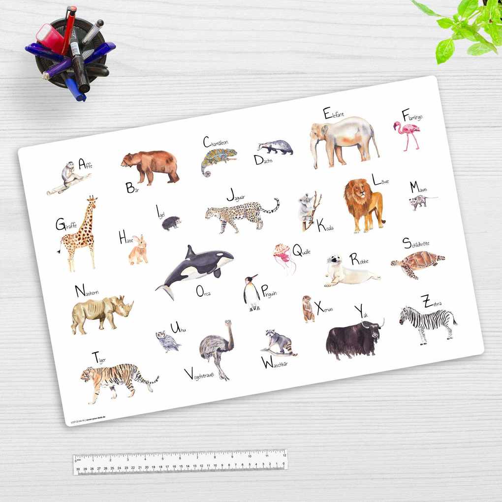 Cover-your-desk Schreibtischunterlage für Kinder Tier ABC aus hochwertigem Vinyl 60 x 40 cm