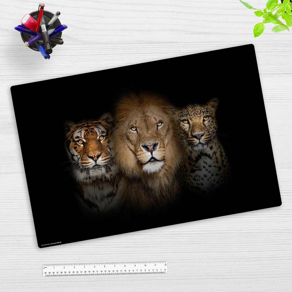 Cover-your-desk Schreibtischunterlage für Kinder Raubkatzen LöweTigerLeopard aus hochwertigem Vinyl 60 x 40 cm