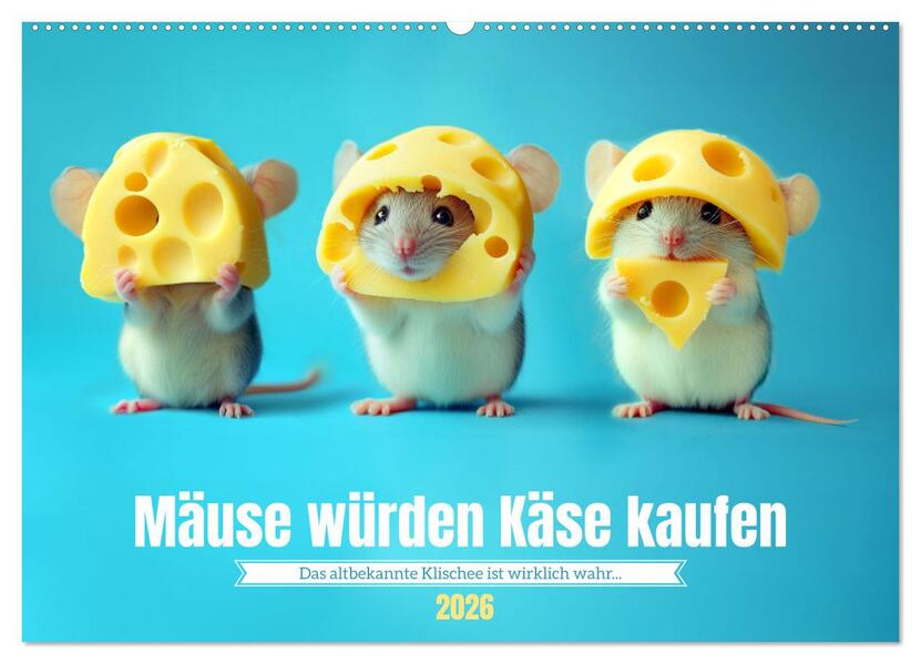 Mäuse würden Käse kaufen (Wandkalender 2026 DIN A2 quer) CALVENDO Monatskalender