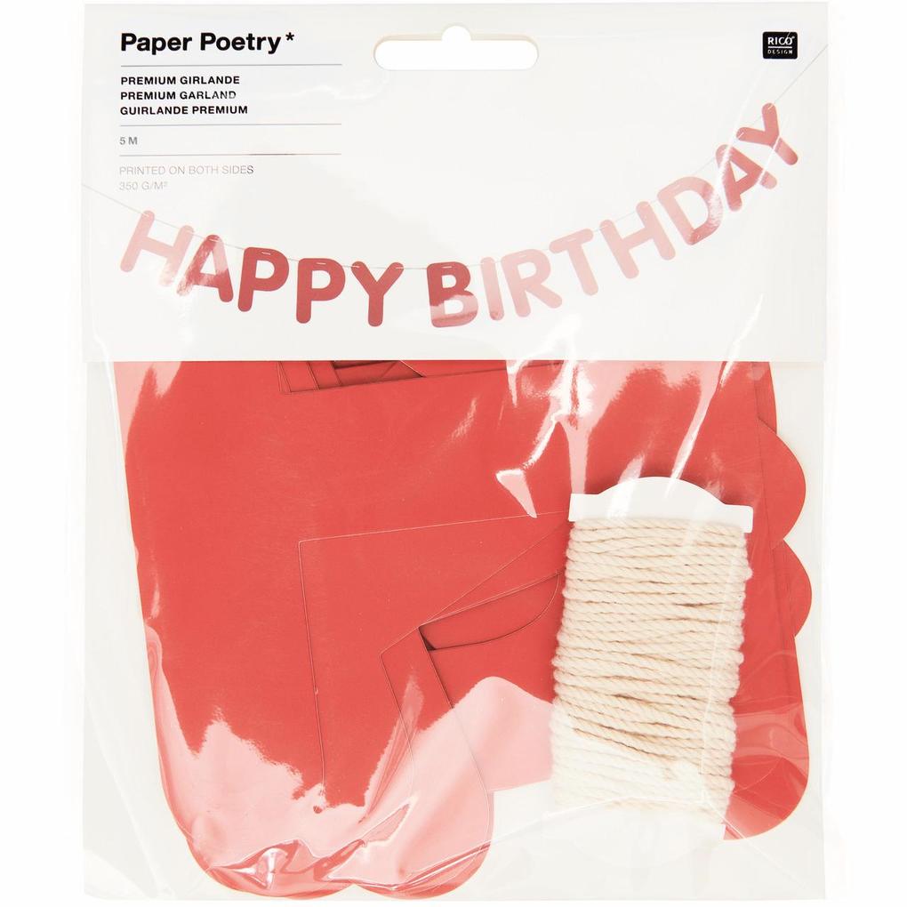 Girlande Happy Birthday Rot FSC MIX 5m